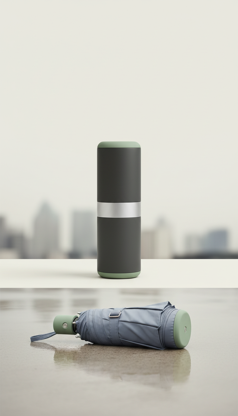 Minimalistic Hard-Case Packaged Umbrella